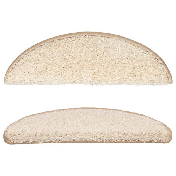 vidaXL Trappematter 15 stk 56x17x3 cm kremfargede halvrund