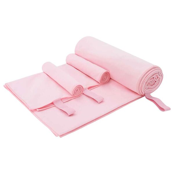 vidaXL Sports håndklesett 3 pcs Rosa Polyester og polyamid