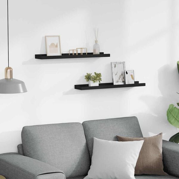 vidaXL Flytende vegghyller 2 stk svart 60x9x3 cm MDF