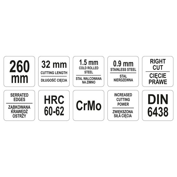 YATO Platesaks Ideal h&oslash;yre 260 mm gr&oslash;nn