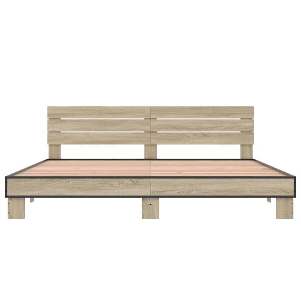 vidaXL Sengeramme sonoma eik 200x200 cm konstruert tre og metall