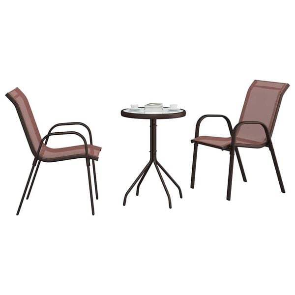 vidaXL Hage Bistro Sett 3 pcs Brun St&aring;l