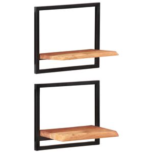 vidaXL Vegghyller 2 stk 40x24x35 cm heltre akasie og st&aring;l