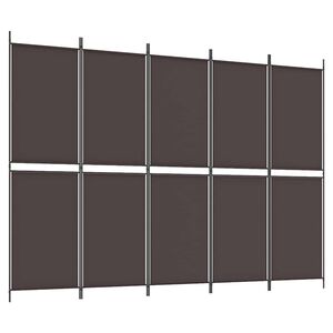 vidaXL Romdeler med 5 paneler brun 250x180 cm stoff