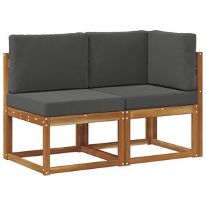 vidaXL Utend&oslash;rs midtbord og hj&oslash;rnesofa 2 Stk Naturlig og Antrasitt