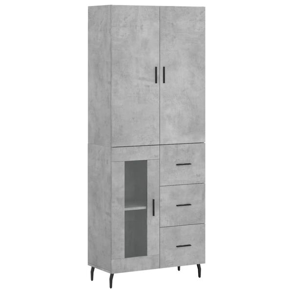 vidaXL Highboard betonggr&aring; 69,5x34x180 cm konstruert tre