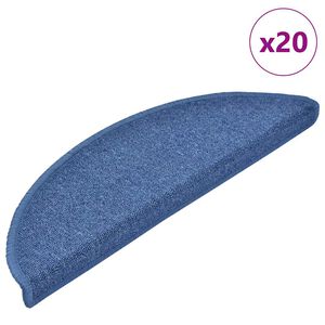 vidaXL Trappematter 20 stk 56x17x3 cm bl&aring; halvrund