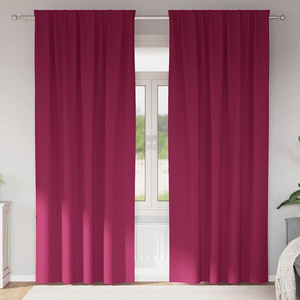 vidaXL M&oslash;rkleggende Gardiner med Ringer 2 pcs Vinr&oslash;d 260 x 140 cm