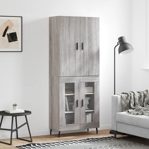 vidaXL Highboard gr&aring; sonoma 69,5x34x180 cm konstruert tre