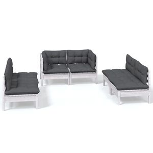 vidaXL Hagesofagruppe med puter 6 deler heltre furu
