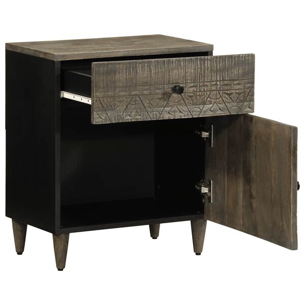 vidaXL Nattbord lysegr&aring; 50x33x60 cm heltre mango