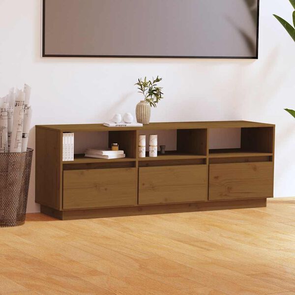 vidaXL TV-benk honningbrun 140x37x50 cm heltre furu