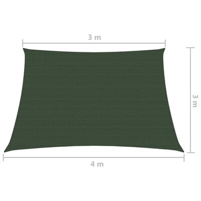 vidaXL Solseil 160 g/m² mørkegrønn 3/4x3 m HDPE