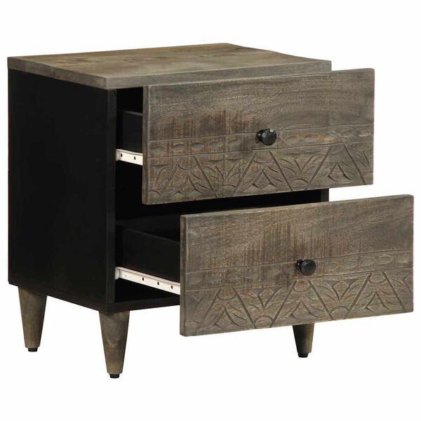 vidaXL Nattbord 2 stk lysegr&aring; 40x33x46 cm heltre mango