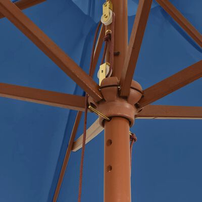 vidaXL Hageparasoll med trestang asurblå 299x240 cm