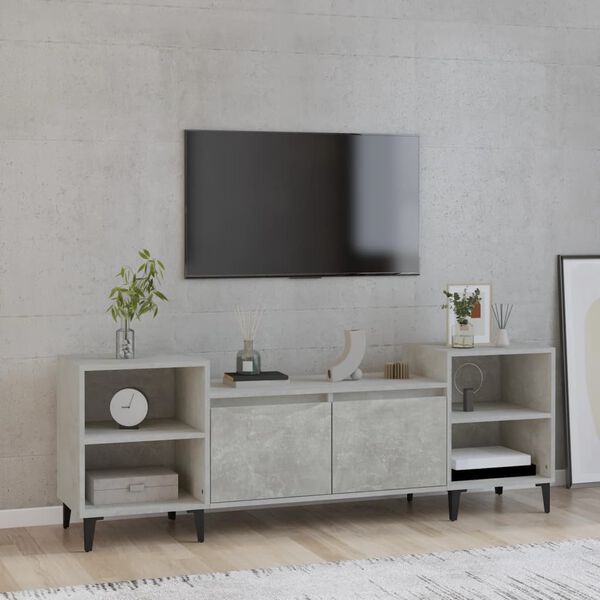 vidaXL TV-benk betonggr&aring; 160x35x55 cm konstruert tre