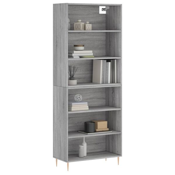 vidaXL Highboard betonggr&aring; 69,5x32,5x180 cm konstruert tre
