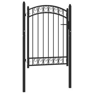 vidaXL Gjerdeport EMMEN med buet topp st&aring;l 100x98,5 cm svart