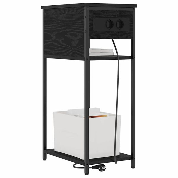 vidaXL Nattbordskap Svart Eik 41 x 28 x 76 cm Konstruert tre