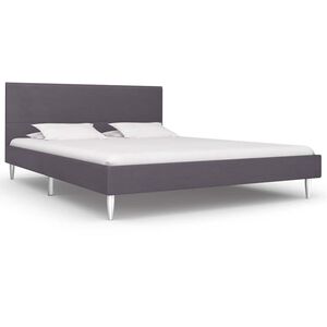 vidaXL Sengeramme uten Madrass Gr&aring; Stoff 135x190 cm