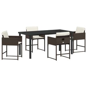 vidaXL Hage Spisegruppe 5 pcs Brun polyrotting