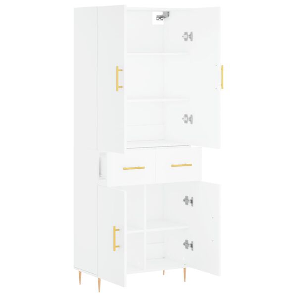 vidaXL Highboard hvit 69,5x34x180 cm konstruert tre
