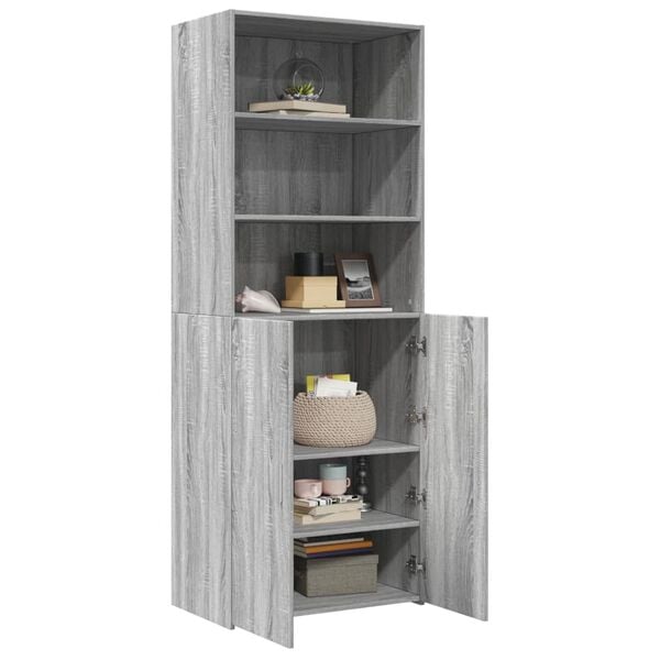 vidaXL Highboard gr&aring; sonoma 70x42,5x185 cm konstruert tre