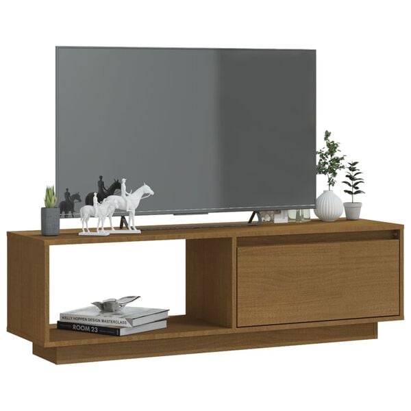 vidaXL TV-benk 110x30x33,5 cm heltre furu honningbrun