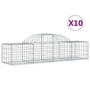 vidaXL Gabionkurver buede 10 stk 200x50x40/60 cm galvanisert jern