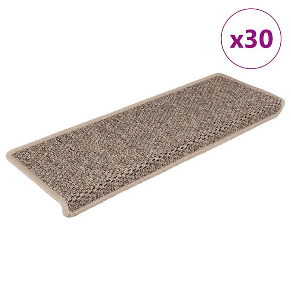 vidaXL Selvklebende trappematter sisal 30 stk 65x21x4 cm m&oslash;rk beige