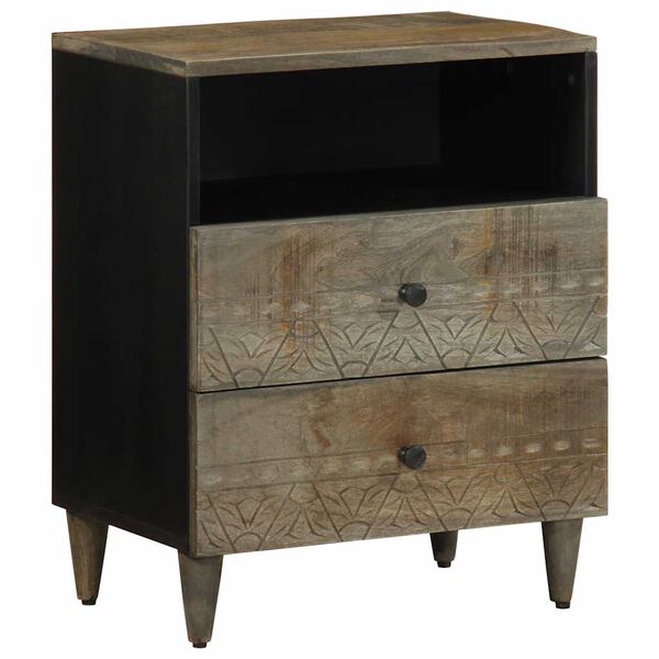 vidaXL Nattbord lysegr&aring; 50x33x60 cm heltre mango