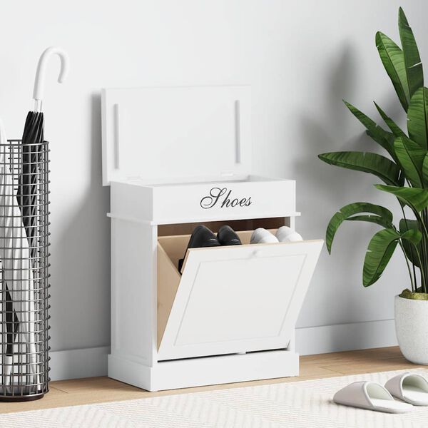 vidaXL Skoskap hvit 50x28x58 cm keisertre