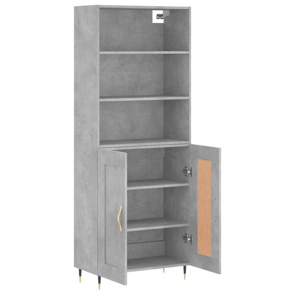 vidaXL Highboard betonggrå 69,5x34x180 cm konstruert tre