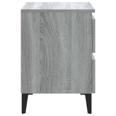 vidaXL Nattbord med metallben grå sonoma eik 40x35x50 cm