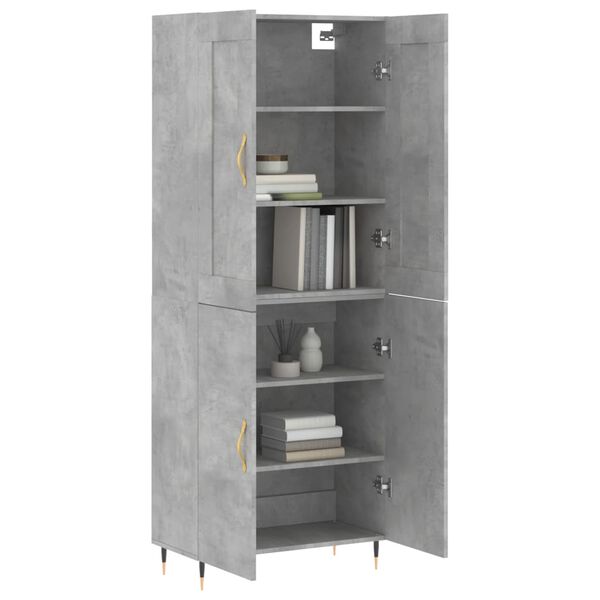 vidaXL Highboard betonggr&aring; 69,5x34x180 cm konstruert tre