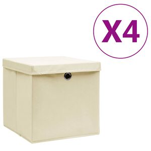 vidaXL Oppbevaringsbokser med deksler 4 stk 28x28x28 cm kremhvit
