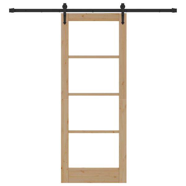 vidaXL Skyved&oslash;r Naturlig og svart 78 x 202 cm Massivt furutre og glass