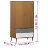 vidaXL Garderobe MOLDE brun 90x55x175 cm heltre furu