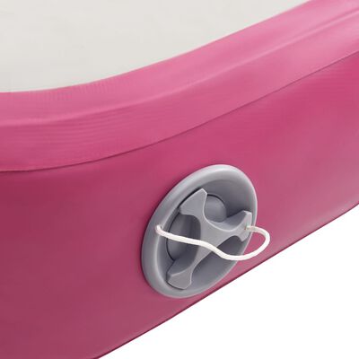 vidaXL Oppblåsbar gymnastikkmatte med pumpe 700x100x15 cm PVC rosa