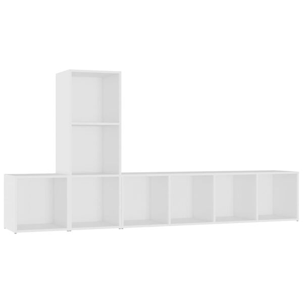 vidaXL TV-benksett 3 deler hvit konstruert tre