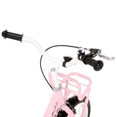 vidaXL Barnesykkel med bagasjebrett foran 14 tommer hvit og rosa