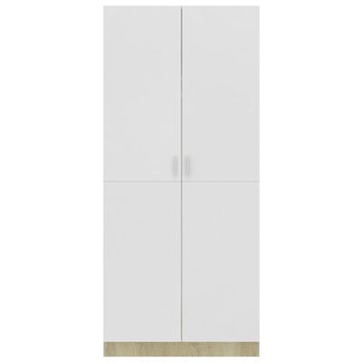 vidaXL Garderobe hvit og sonoma eik 80x52x180 cm sponplate