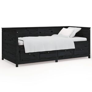 vidaXL Dagseng svart 90x200 cm heltre furu