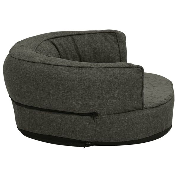 vidaXL Ergonomisk hundeseng med linutseende og fleece 90x64cm m&oslash;rkegr&aring;