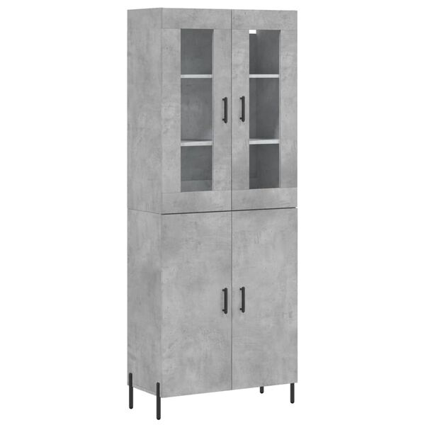 vidaXL Highboard betonggr&aring; 69,5x34x180 cm konstruert tre