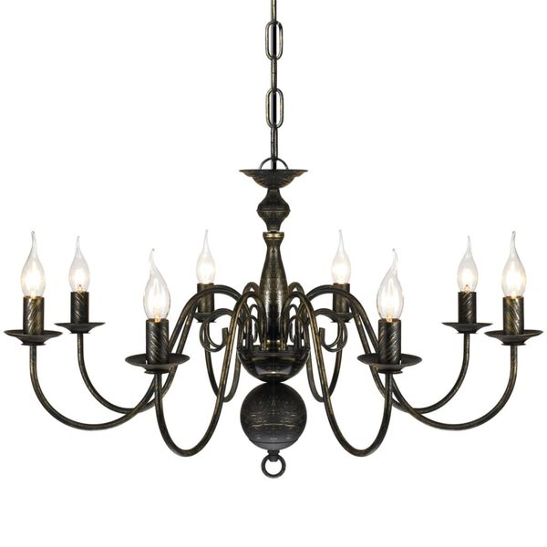 vidaXL Lysekrone metall antikk svart 8 x E14 lysp&aelig;rer