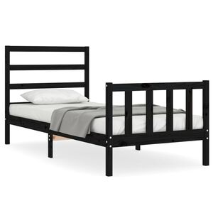 vidaXL Sengeramme med hodegavl svart small single heltre