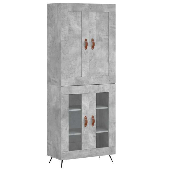 vidaXL Highboard betonggr&aring; 69,5x34x180 cm konstruert tre