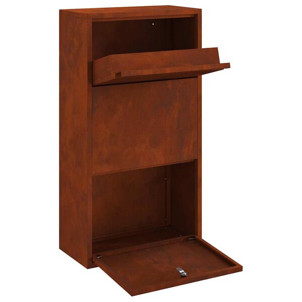 vidaXL Pakkeinnkast med lagring Rusten 44 x 22 x 82 cm Cortenst&aring;l