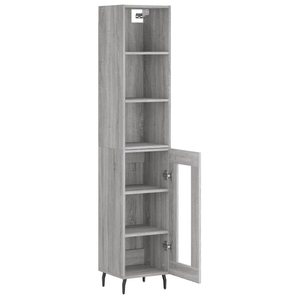 vidaXL Highboard gr&aring; sonoma 34,5x34x180 cm konstruert tre